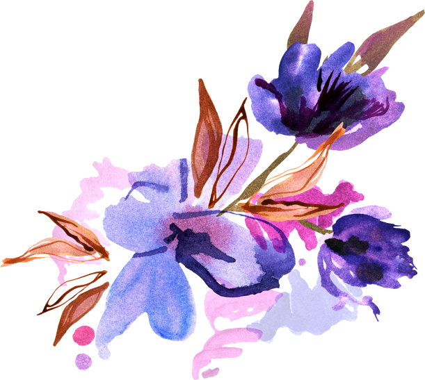Watercolor Cutout Purple Flowers