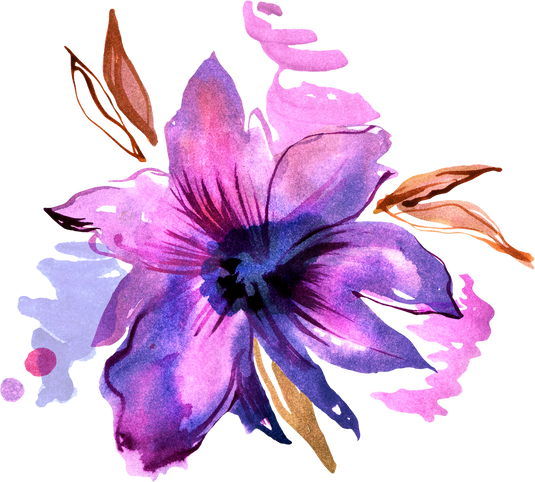 Watercolor Cutout Purple Flower